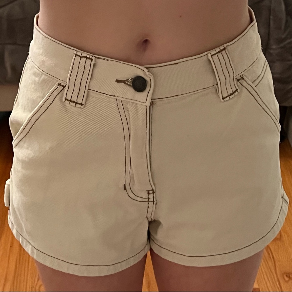 PacSun Cream Jean Shorts High-Waisted Relaxed Fit